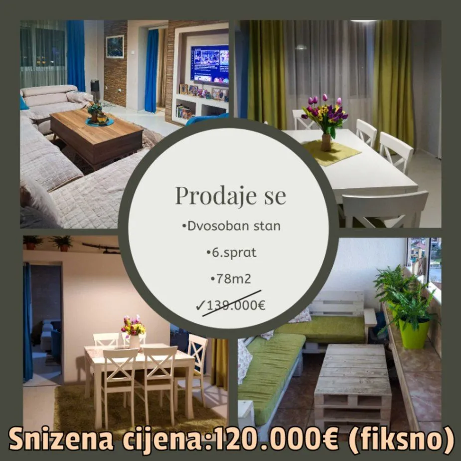 Prodaja, dvosoban stan, 78m², Zabjelo, Podgorica