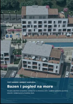 Prikaz eksterijera stambenog kompleksa sa bazenom i uređenim dvorištem. - image 2
