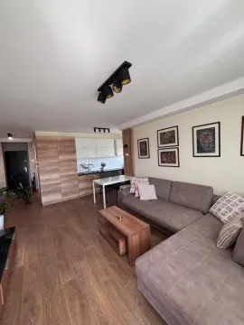 Dnevna soba sa garniturom, trpezarijskim stolom i kuhinjom u pozadini. - image 3