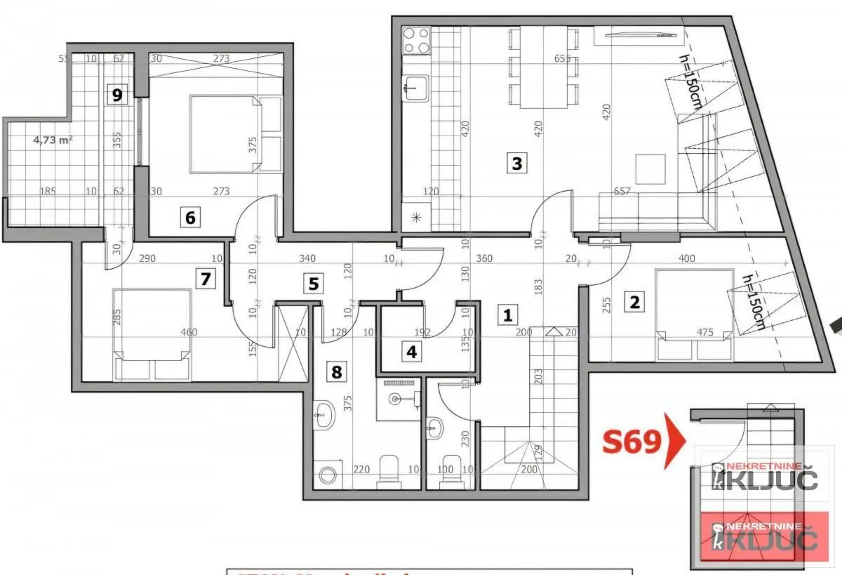 Prodaja, četvorosoban stan, 93m², Sremska Kamenica, Petrovaradin