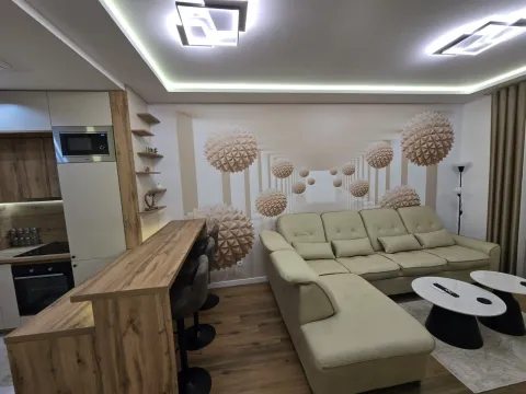 Dnevni boravak sa garniturom, stočićima i šankom povezan sa kuhinjom. - image 8