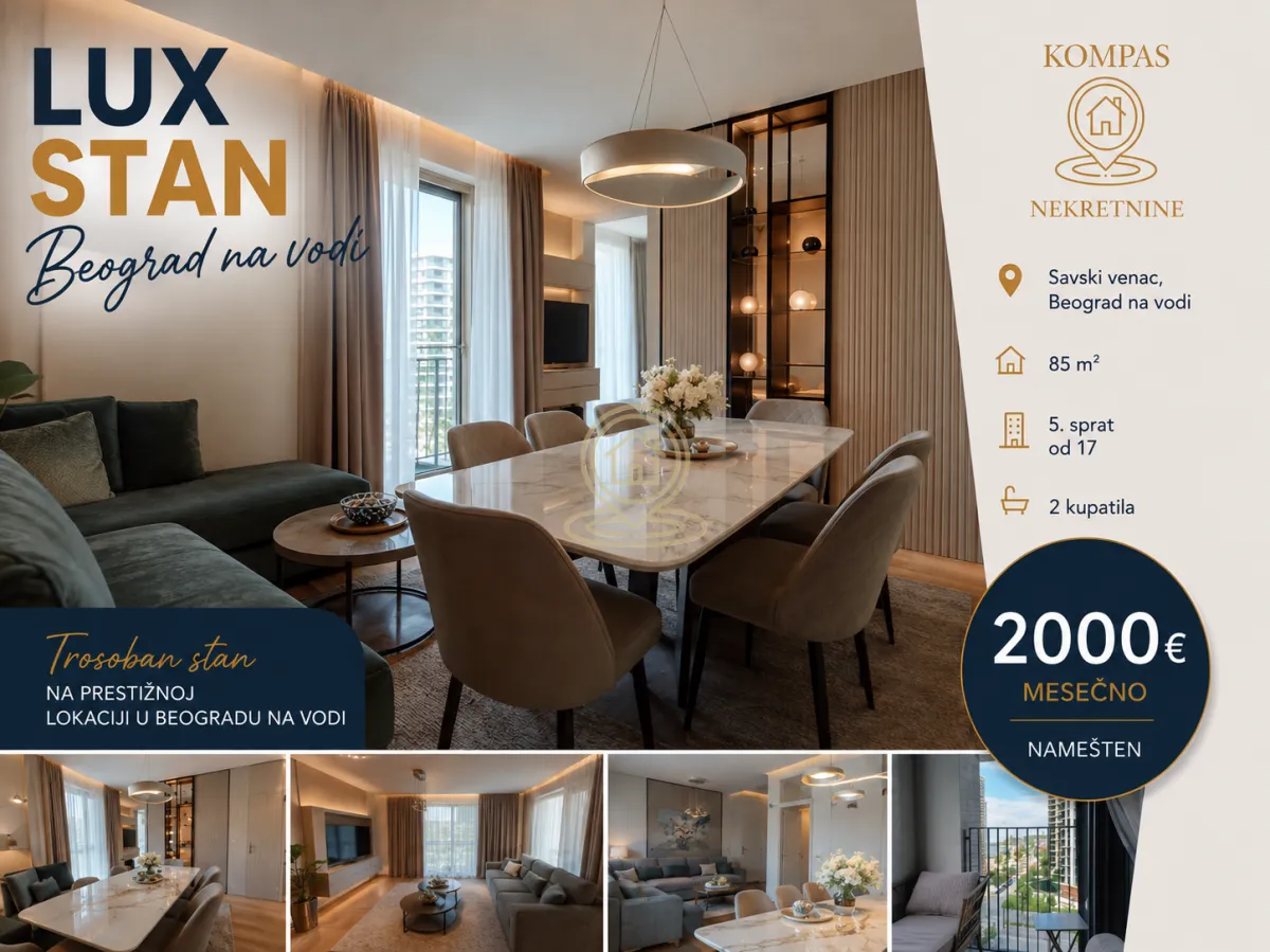 Izdavanje, trosoban stan, 85m², Savski Venac, Beograd