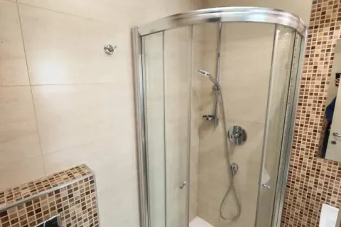 Bathroom with a shower cabin and mosaic tiles. - image 15
