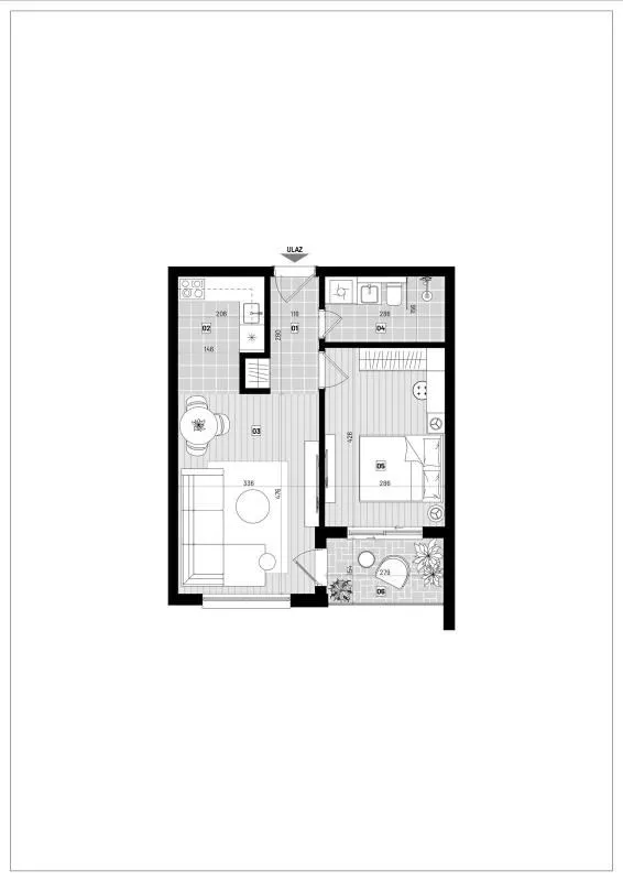 Sale, one bedroom apartment, 42m², Šušanj, Bar