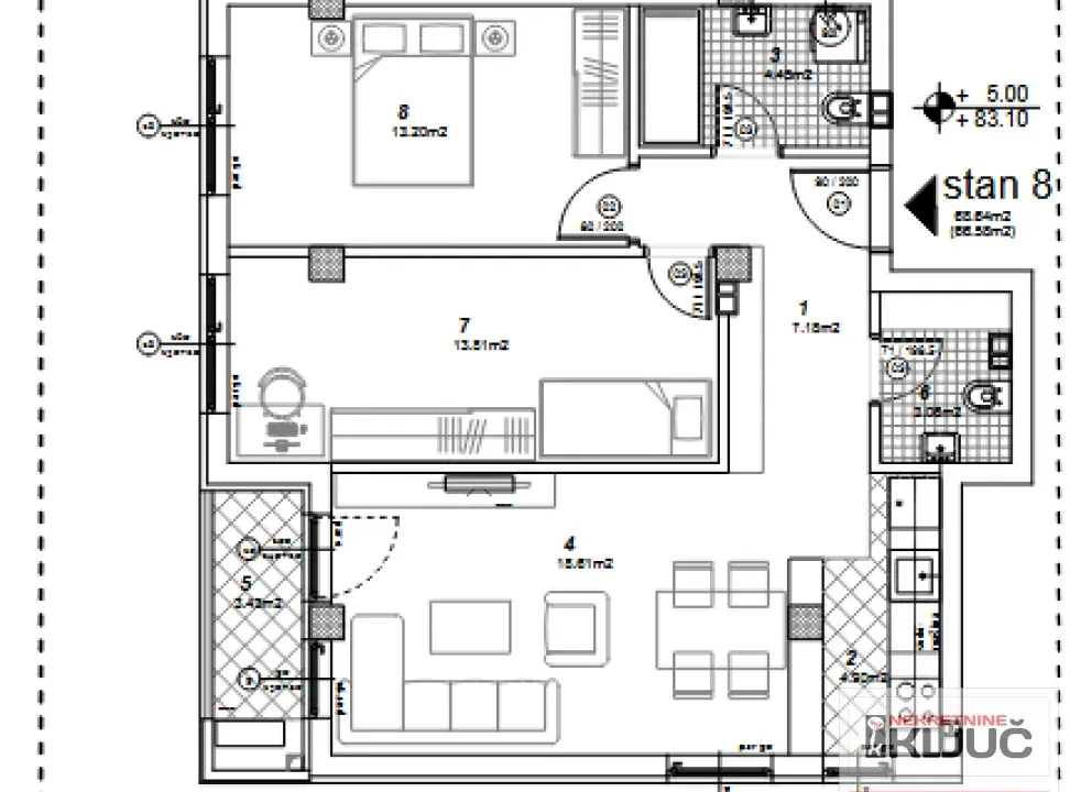 Sale, three bedroom apartment, 66m², Telep, Novi Sad Sve Podlokacije