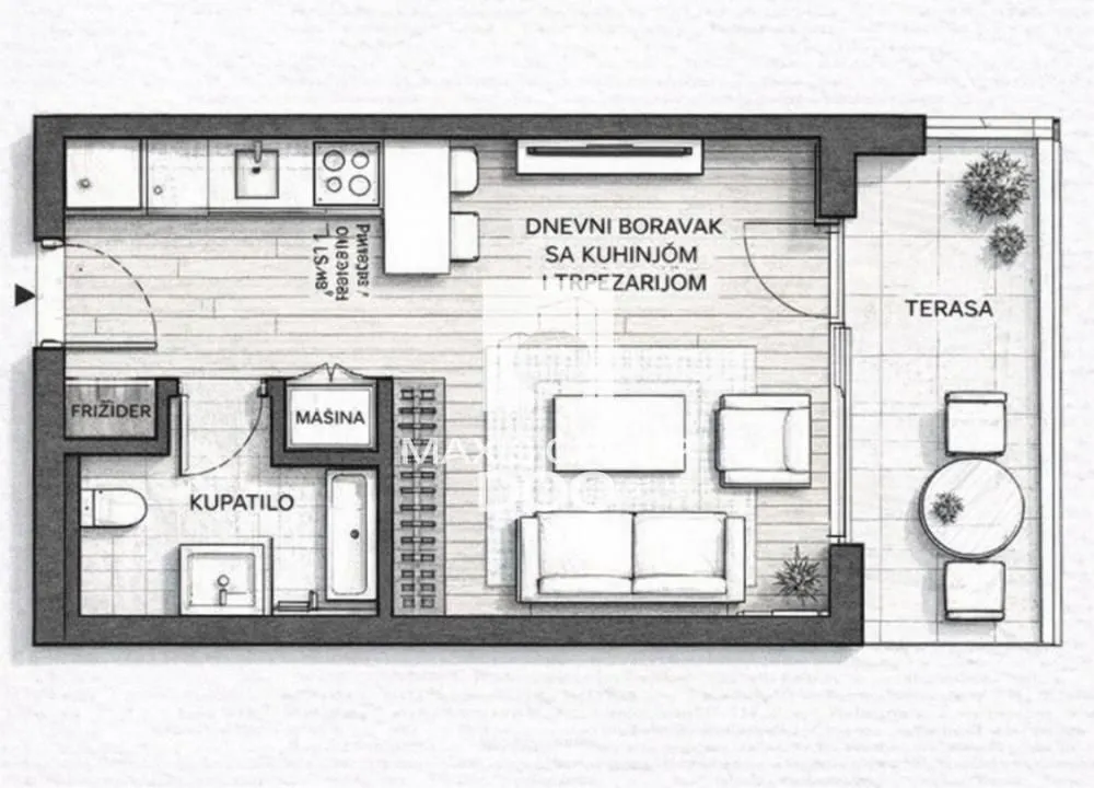 Sale, two bedroom apartment, 54m², Savski Venac, Beograd
