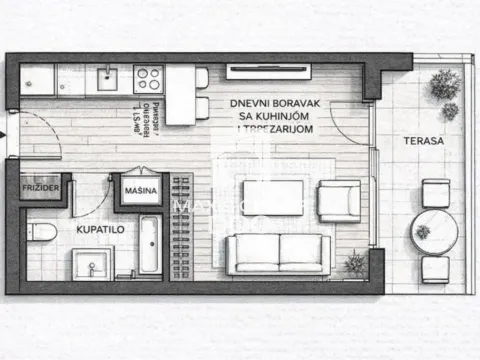 Sale, two bedroom apartment, 54m², Savski Venac, Beograd - image 12