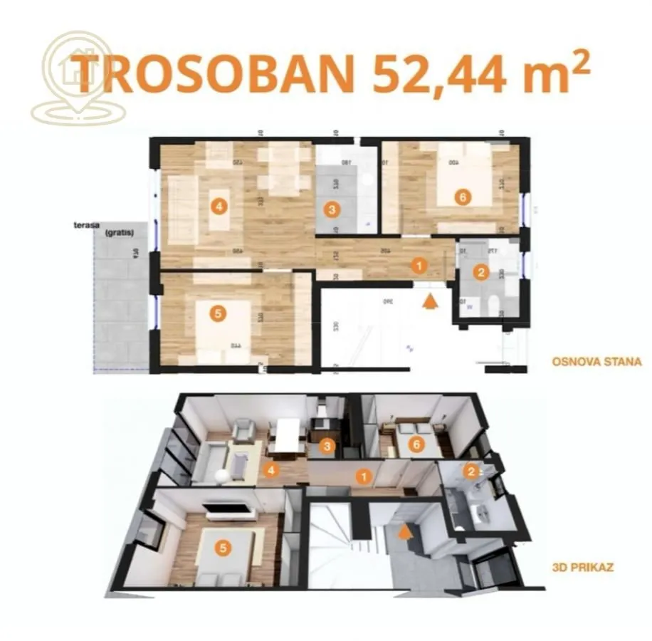 Prodaja, trosoban stan, 52m², Telep, Novi Sad Sve Podlokacije
