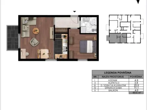 Prodaja, jednosoban stan, 52m², Zabjelo, Podgorica - image 4