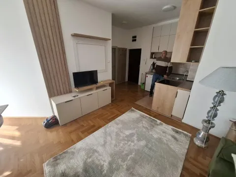 Dnevna soba sa televizorom i pogledom prema kuhinji. - image 11