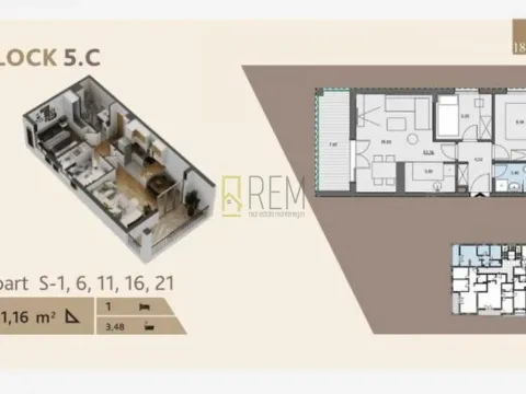 Sale, two bedroom apartment, 52m², Seljanovo, Tivat - image 7