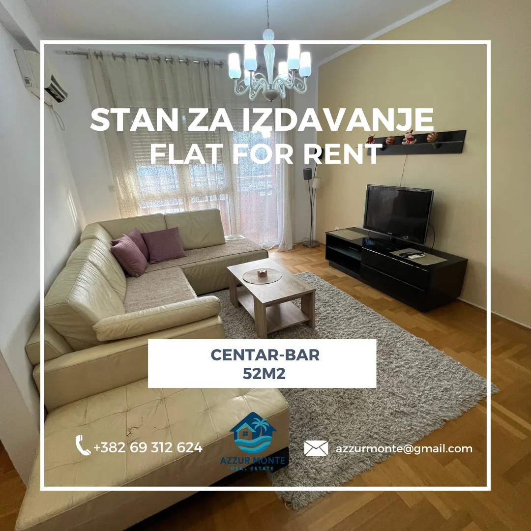Rent, one bedroom apartment, 52m², Centar, Bar