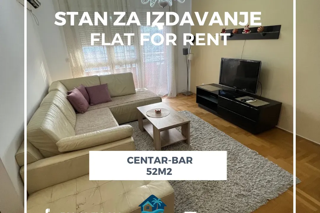 Rent, one bedroom apartment, 52m², Centar, Bar