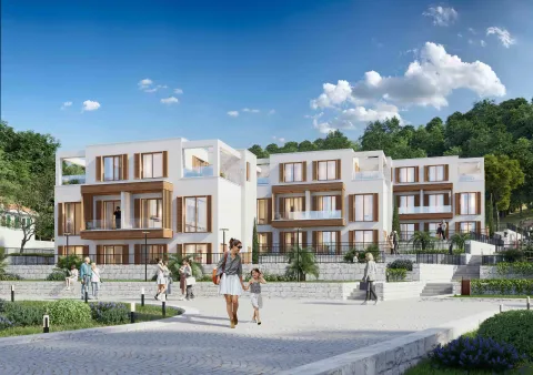 Eksterijer modernog stambenog kompleksa sa uređenim dvorištem i šetalištem. - image 9
