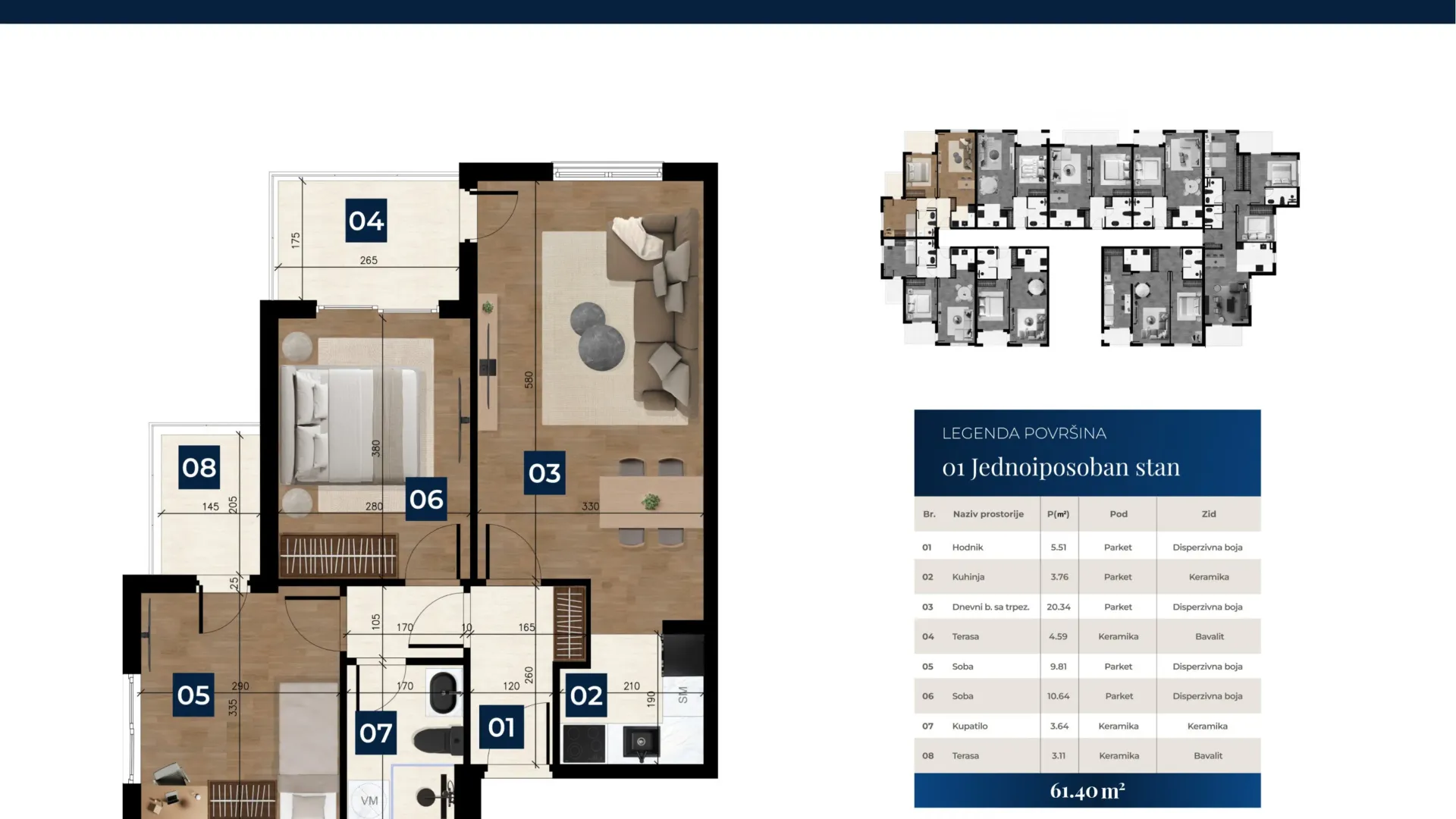 Prodaja, jednosoban stan, 46m², Zabjelo, Podgorica