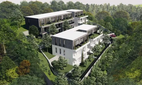 Pogled iz vazduha na moderne stambene zgrade okružene zelenilom. - image 10