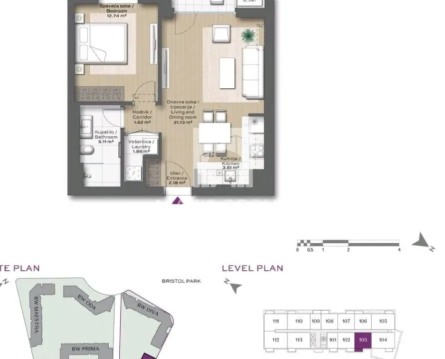 Sale, two bedroom apartment, 54m², Savski Venac, Beograd