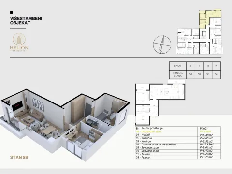 Prodaja, dvosoban stan, 62m², Podkošljun, Budva - image 6