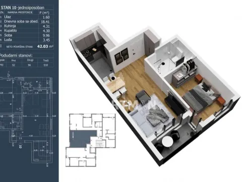 Prodaja, dvosoban stan, 42m², Ledine, Beograd - image 2