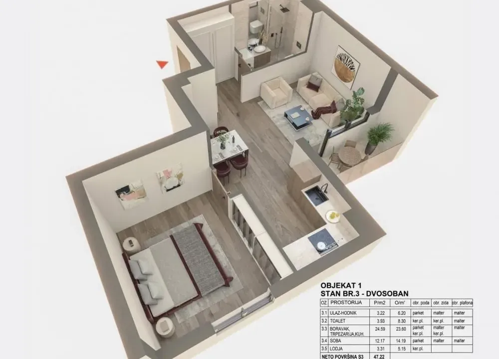 Prodaja, dvosoban stan, 47m², Zemun Gornji Grad, Zemun Sve Podlokacije