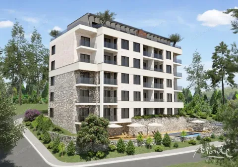 Spoljašnji izgled moderne stambene zgrade sa bazenom i okruženjem. - image 3