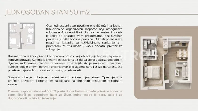 Sale, one bedroom apartment, 40m², Polje, Bar