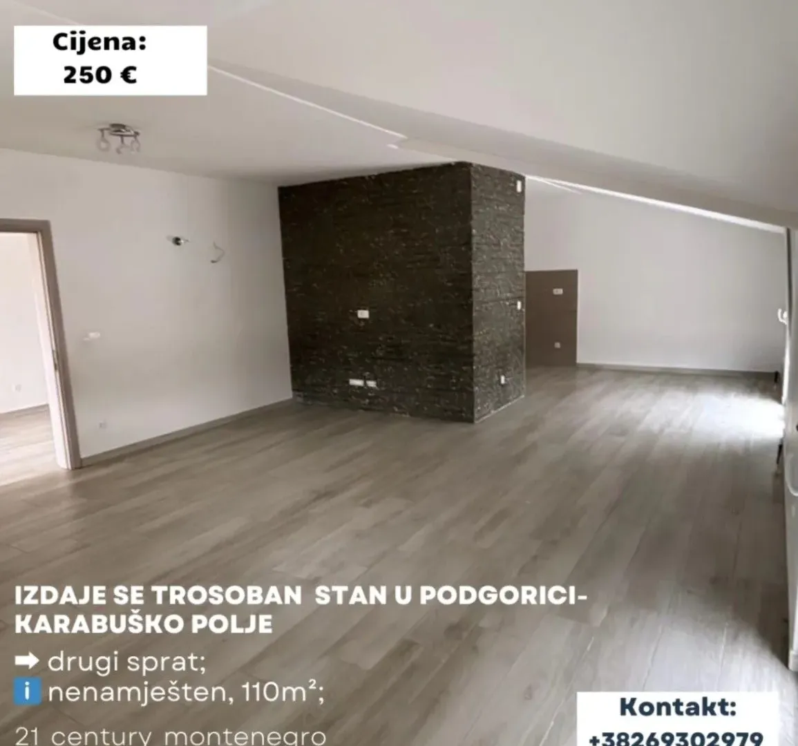 Izdavanje, trosoban stan, 110m², Karaburško Polje, Podgorica