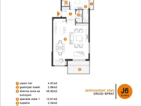 Prodaja, jednosoban stan, 49m², Opatovo, Tivat - image 10