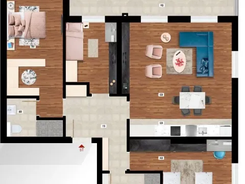 Prodaja, trosoban stan, 104m², Stari Aerodrom, Podgorica