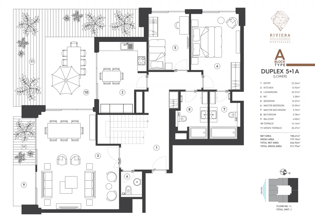 Sale, apartment, 266m², Budva, Crna Gora