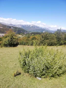 Zeleni plac sa pogledom na planinski pejzaž pod plavim nebom. - image 11