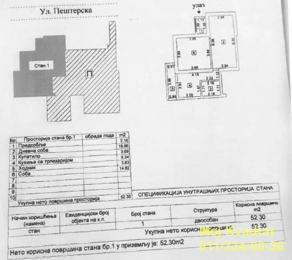 Sale, two bedroom apartment, 62m², Mali Mokri Lug, Zvezdara Sve Podlokacije