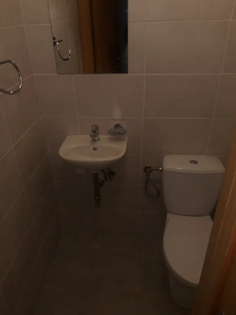 A small bathroom with a sink and a toilet.