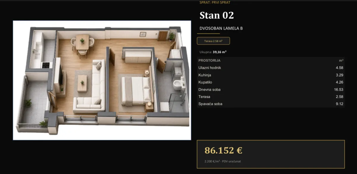 Prodaja, dvosoban stan, 39m², Adice, Novi Sad Sve Podlokacije
