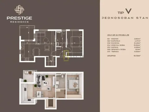 Sale, one bedroom apartment, 47m², Zabjelo, Podgorica - image 6