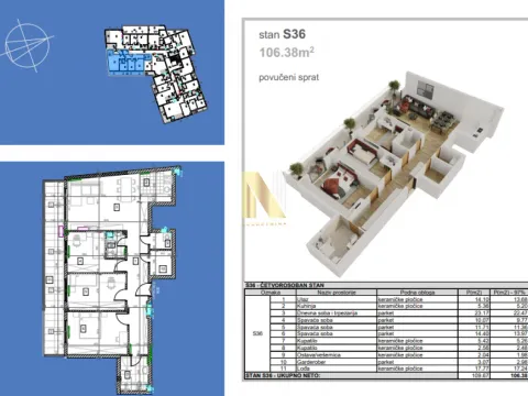 Prodaja, četvorosoban stan, 106m², Salajka, Novi Sad Sve Podlokacije