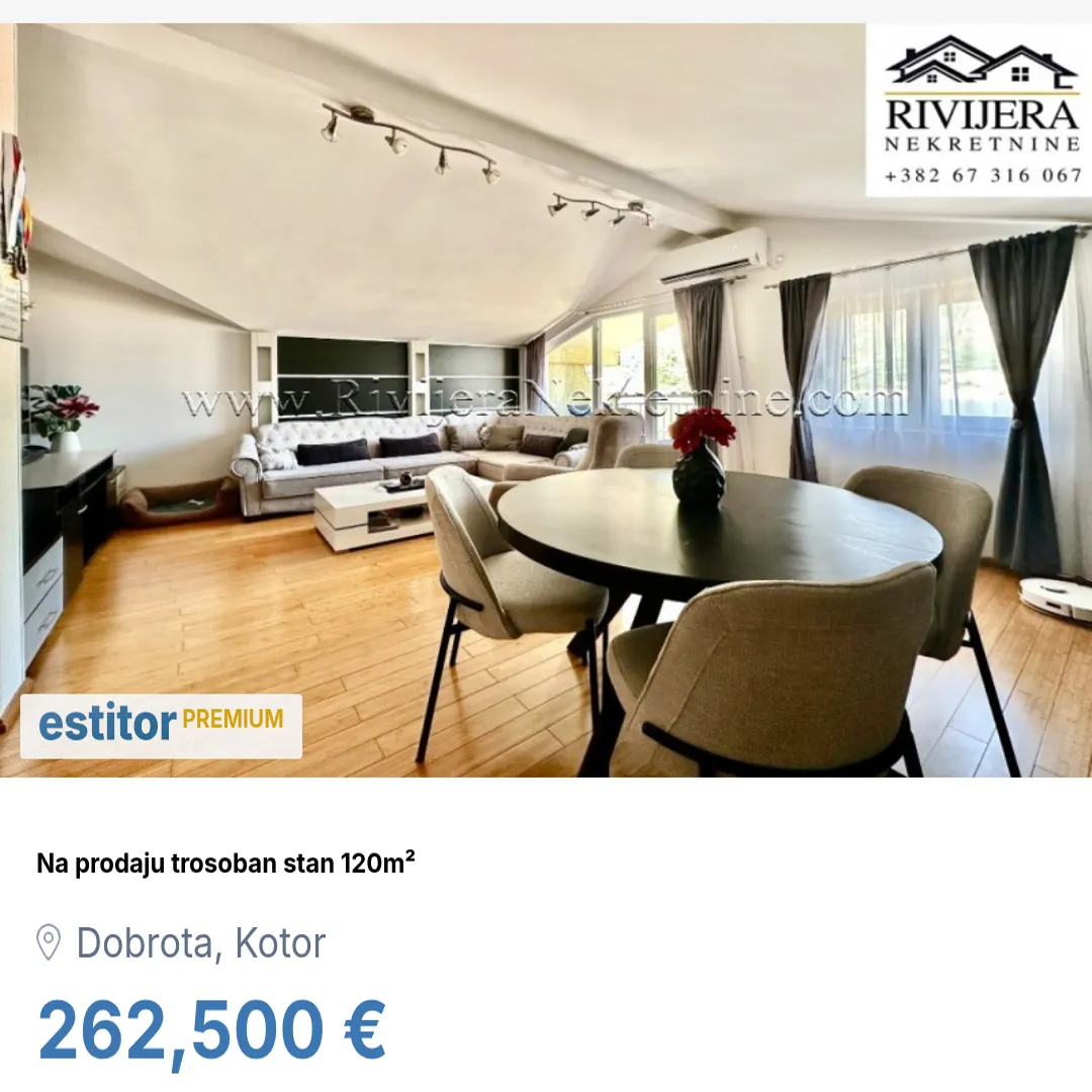 Prodaja, trosoban stan, 120m², Dobrota, Kotor