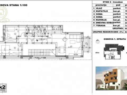 Sale, three bedroom apartment, 78m², Telep, Novi Sad Sve Podlokacije - image 2