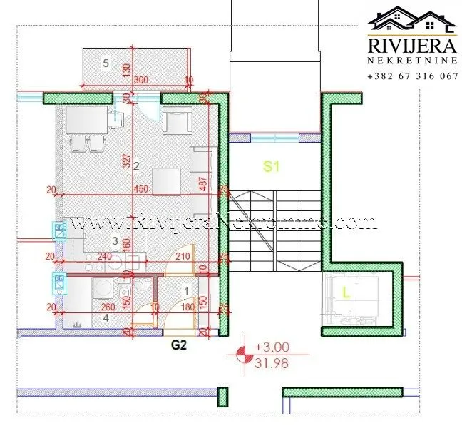 Prodaja, stan, 32m², Dobrota, Kotor