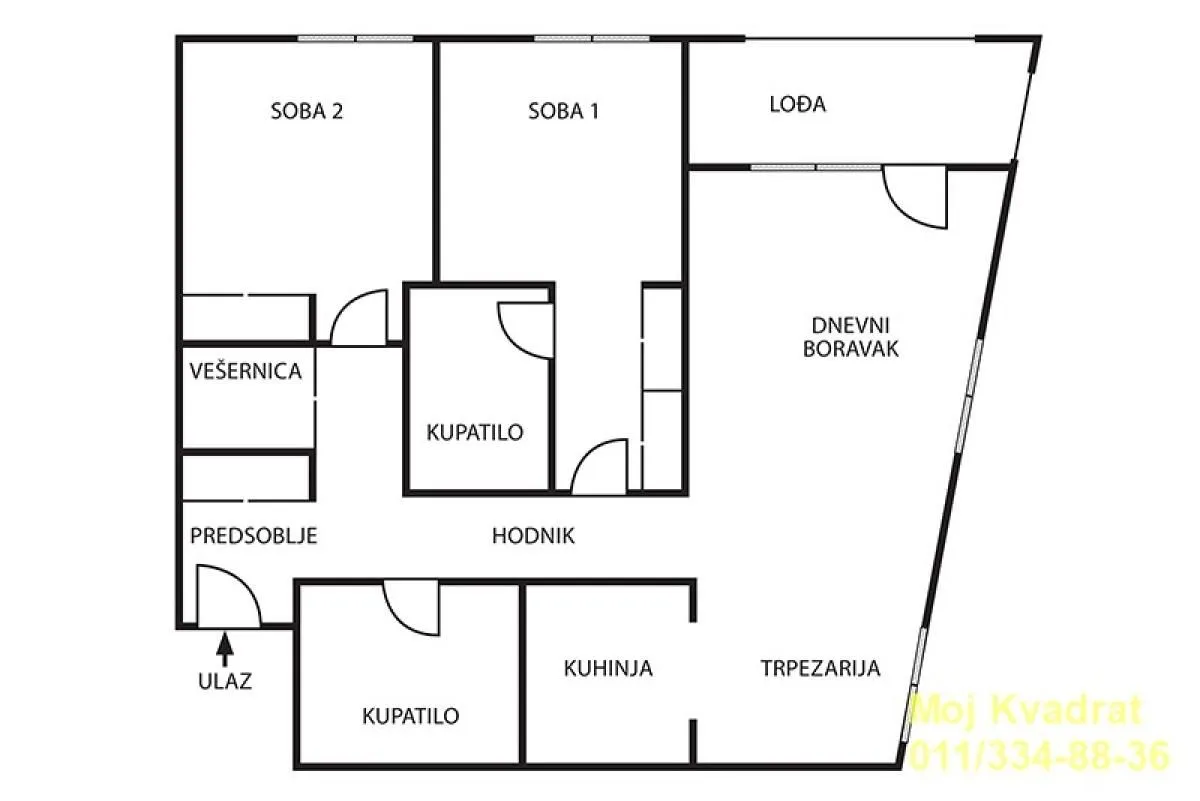 Sale, three bedroom apartment, 92m², Savski Venac, Beograd