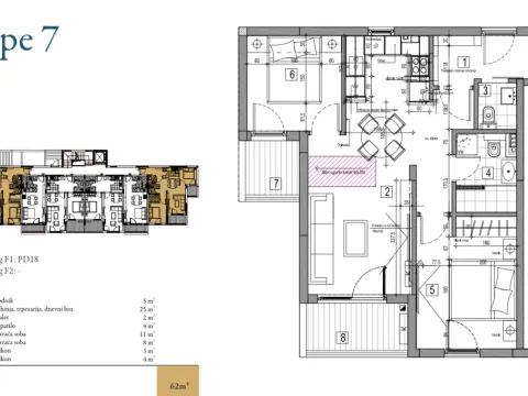 Prodaja, jednosoban stan, 62m², Dobrota, Kotor