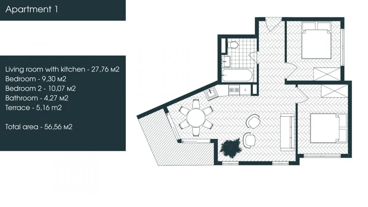 Prodaja, dvosoban stan, 56m², Donja Lastva, Tivat
