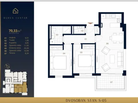 Sale, two bedroom apartment, 70m², Budva, Crna Gora - image 5