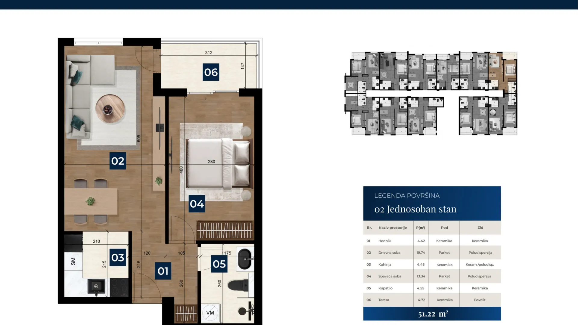 Prodaja, jednosoban stan, 51m², Zabjelo, Podgorica
