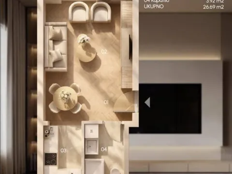 Sale, studio apartment, 26m², Zabjelo, Podgorica - image 2