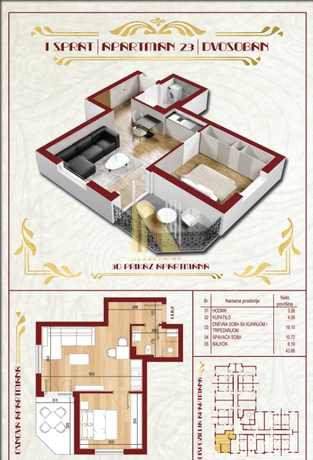 Prodaja, dvosoban stan, 43m², Palić, Subotica