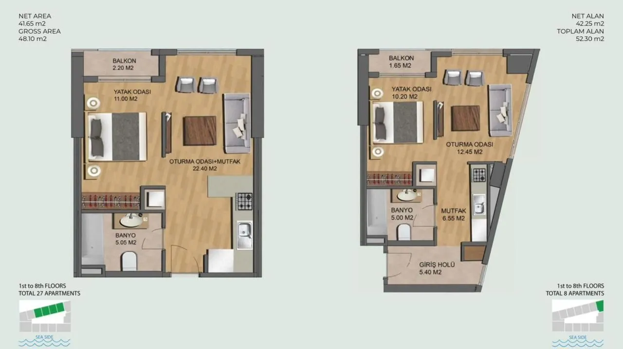 Sale, one bedroom apartment, 41m², Bar, Crna Gora