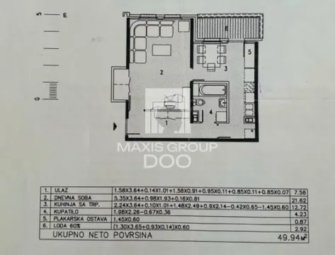 Floor plan of the apartment showing the room layout and areas. - image 15
