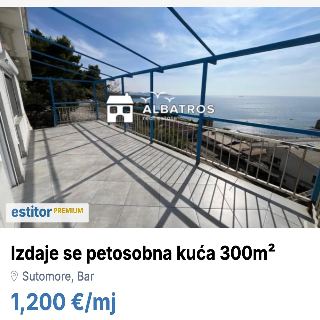 Izdavanje, kuća, 300m², Sutomore, Bar