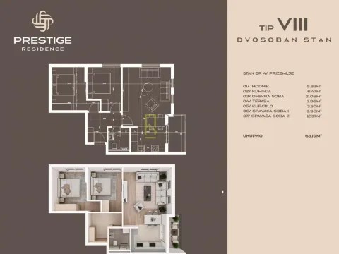 Prodaja, dvosoban stan, 62m², Zabjelo, Podgorica - image 6